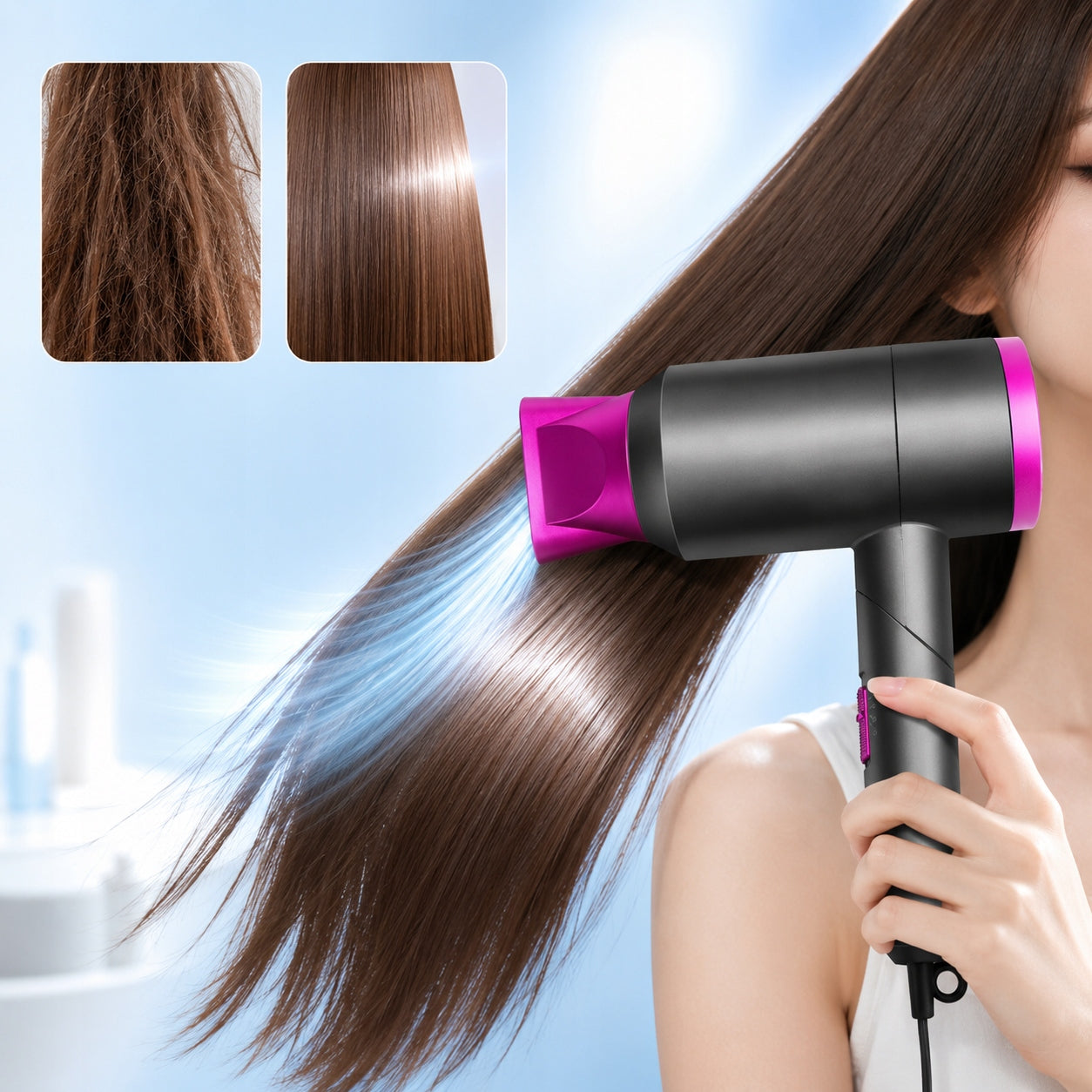 Folding Hair Dryer 1800W Cold Air Ionization Lightweight Tourist Packaging status original