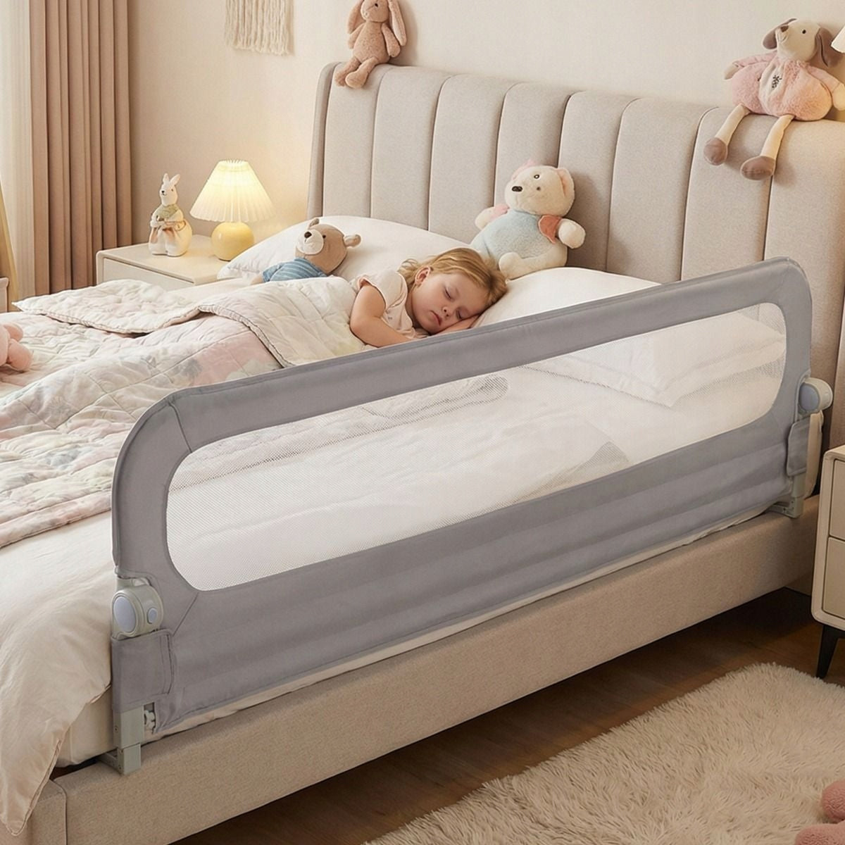 Folding Protective Barrier For Children's Bed BS10056GR Brand Costway