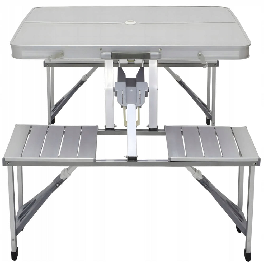 Folding Table Camping Hiking Table Aluminum Travel Table with Benches Manufacturer code KUGO garden - Stolik turystyczny z ławkami