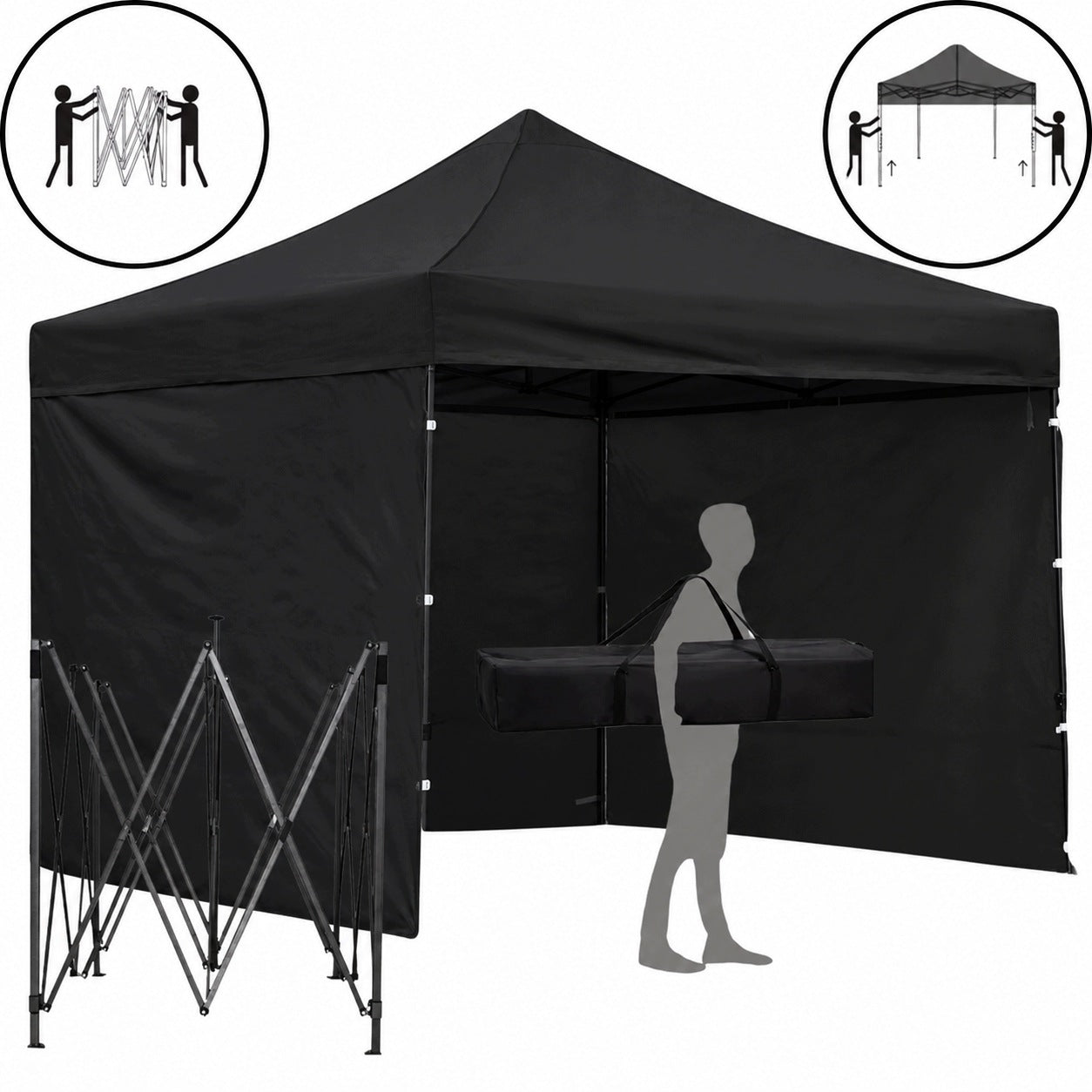 Folding Tent Express Garden Commercial Pavilion 3x3m Black