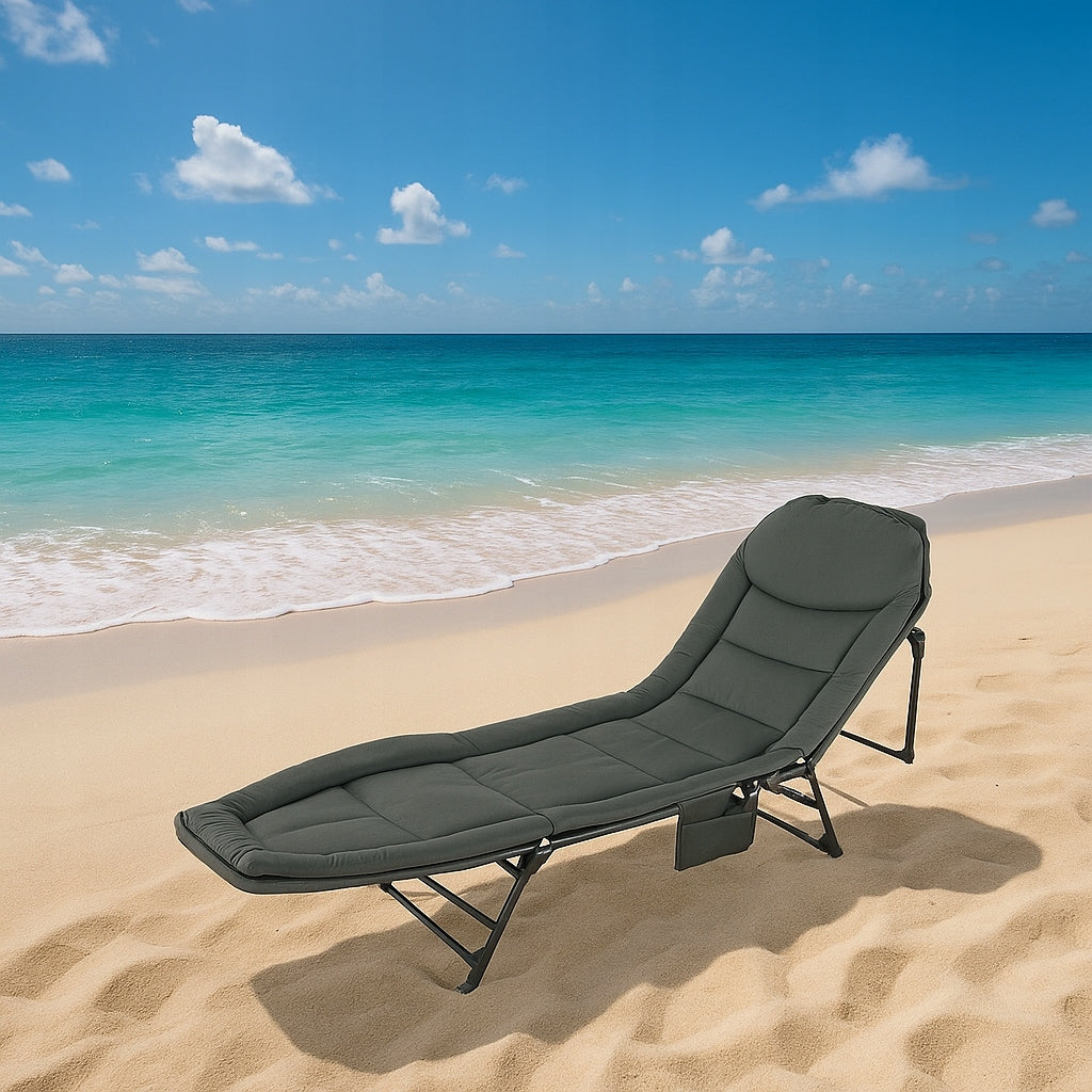 Folding Tourist Bed with Mattress and Backrest – 6 Positions (I079) Manufacturer code I079