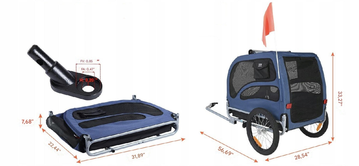 Folding bicycle trailer for animals up to 45 kg fast universal wheels Brand no brand