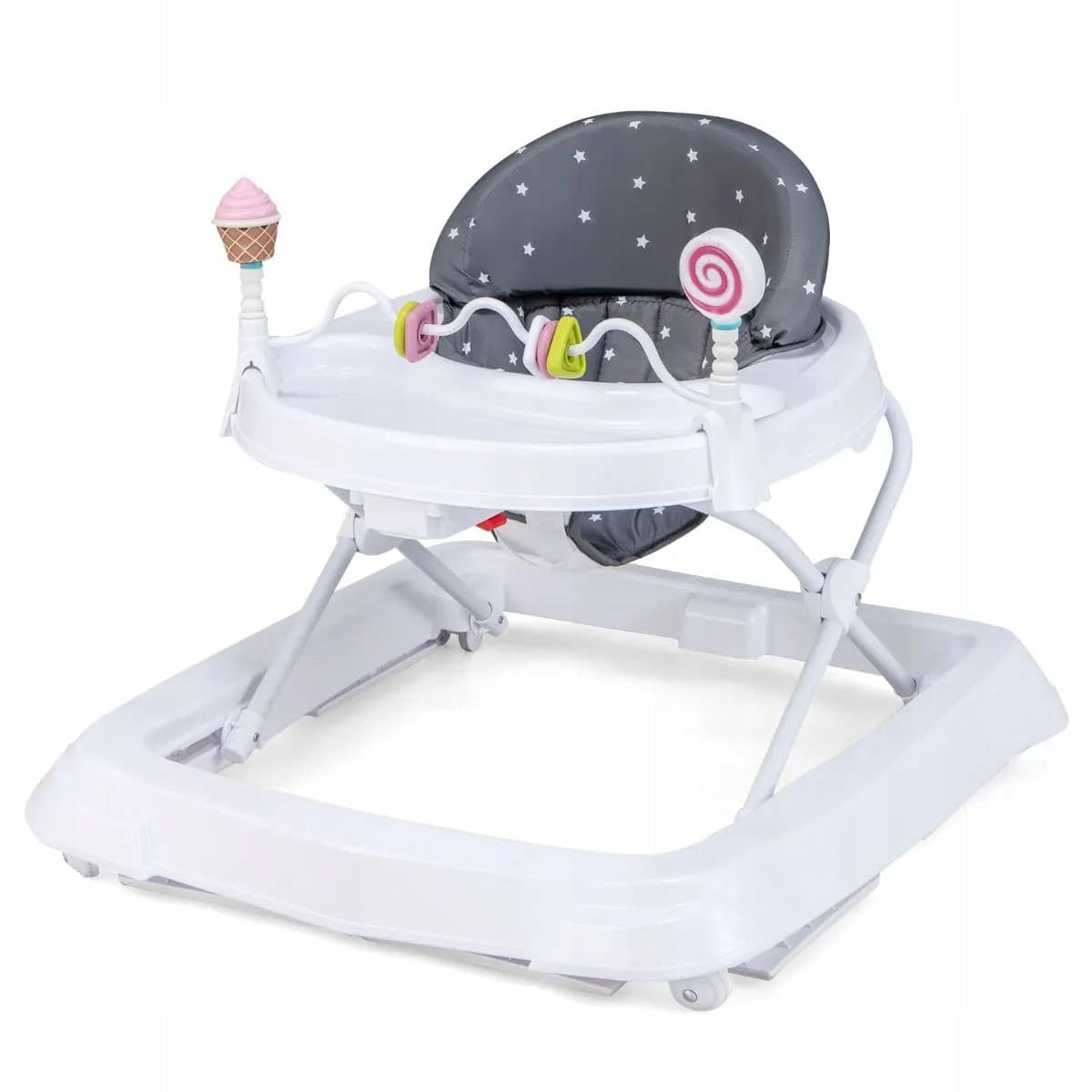 Folding children's walker with height adjustment