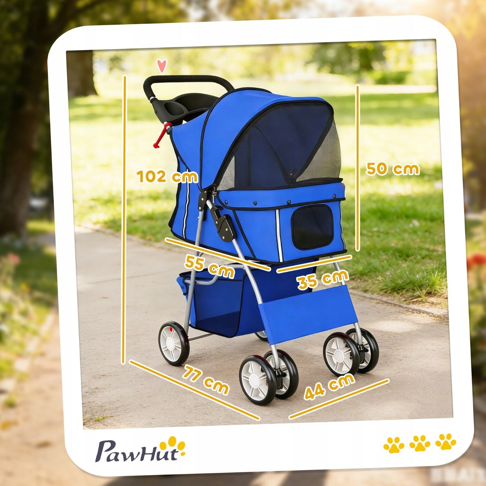 Folding dog and cat stroller up to 10 kg, 77x44x102 cm, blue Manufacturer code T3323P522418-1