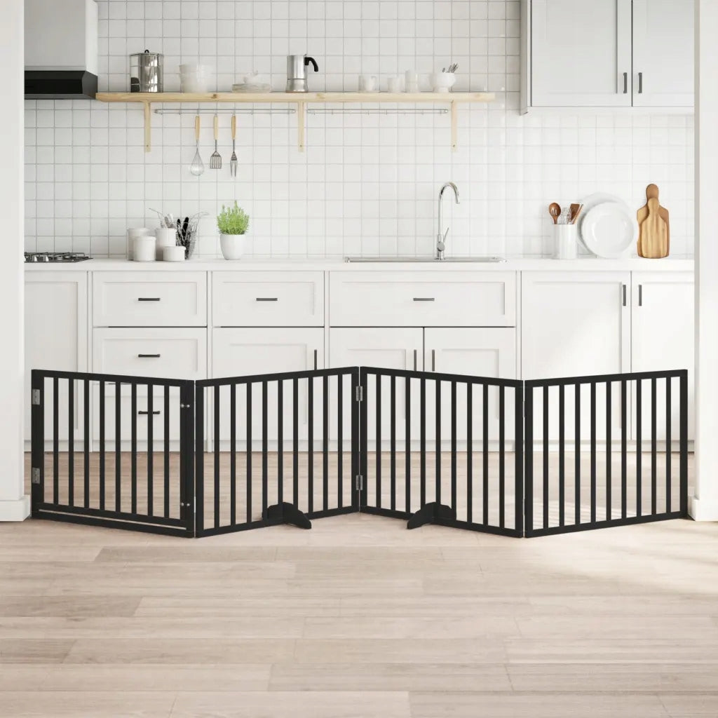 Folding dog gate, with door, 4 panels, black, 320 cm Brand VidaXL