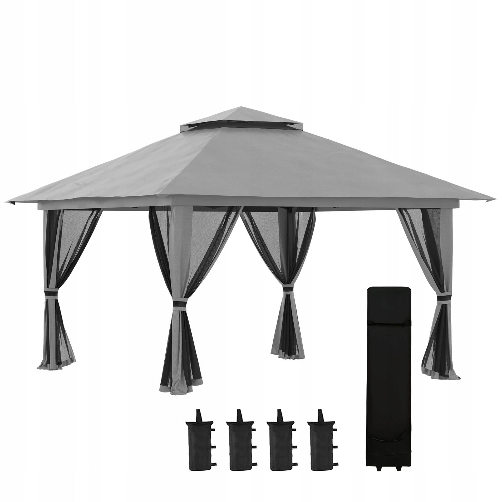 Folding pavilion 4x4m, dark grey, UV