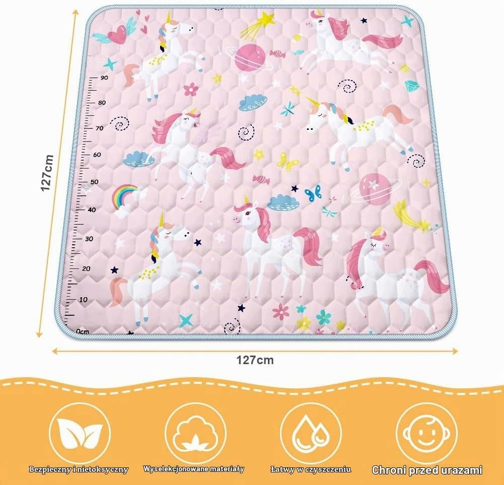 Folding play mat 127x127 cm non-slip cotton unicorns Packaging status original
