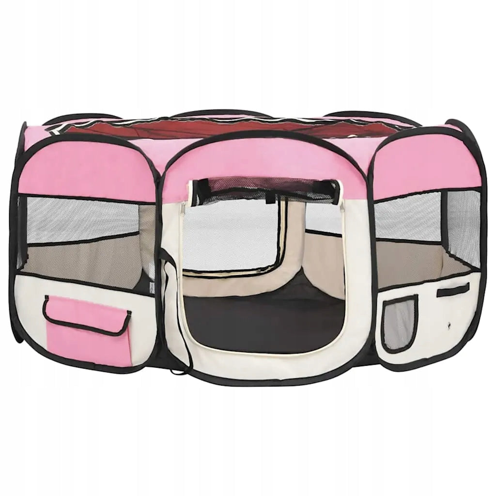 Folding playpen for dog, with bag, pink, 145x145x61 cm Brand VidaXL