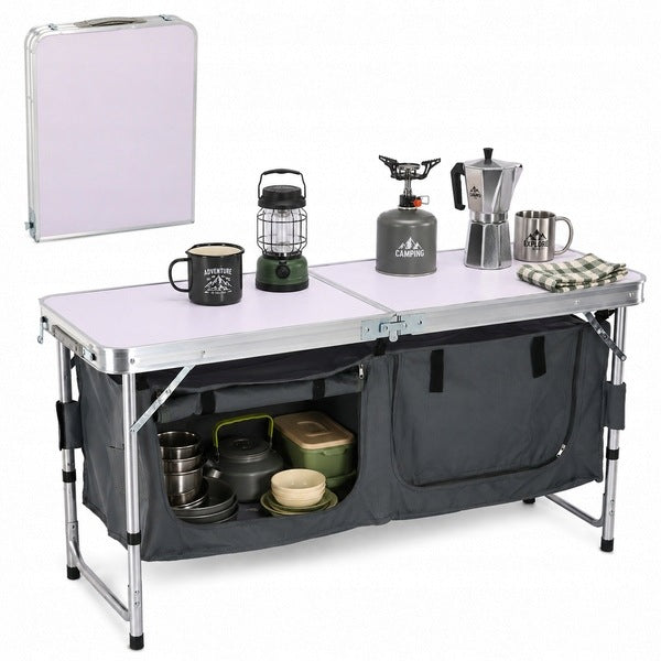 Folding table 120cm camping with organizer TOURIST CABINET Garden