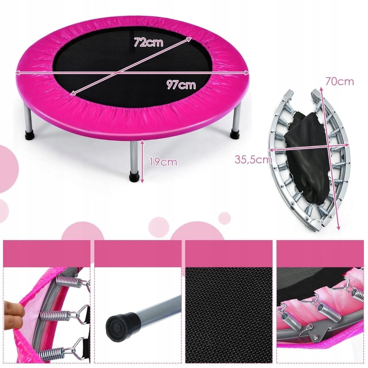 Folding trampoline for children to play and exercise fitness 97cm to 150kg Manufacturer code TW10001PI