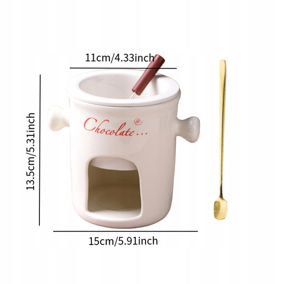 Fondue Mug Tapas Coffee Cup Ceramic Chocolate Melter Pot 280ml white Packaging status original