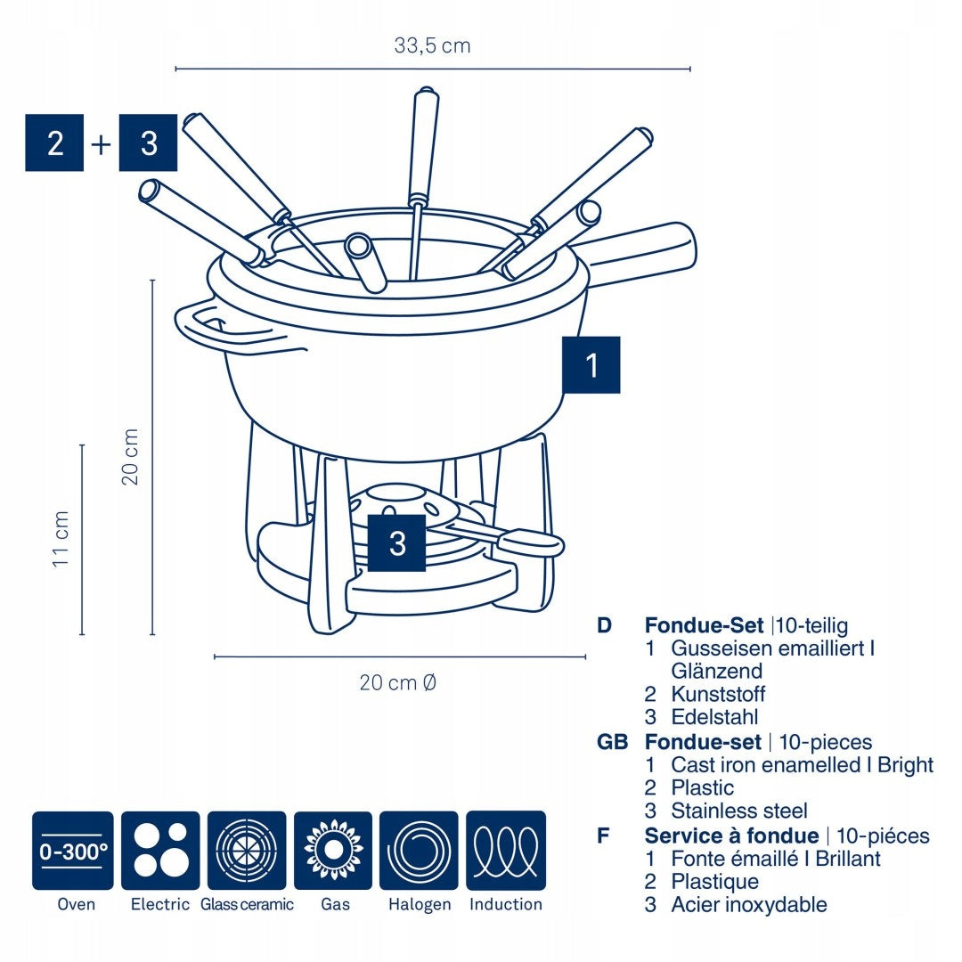 Fondue set for 6 people KELA 1,8 L diameter 20 x 20 cm Brand Kela