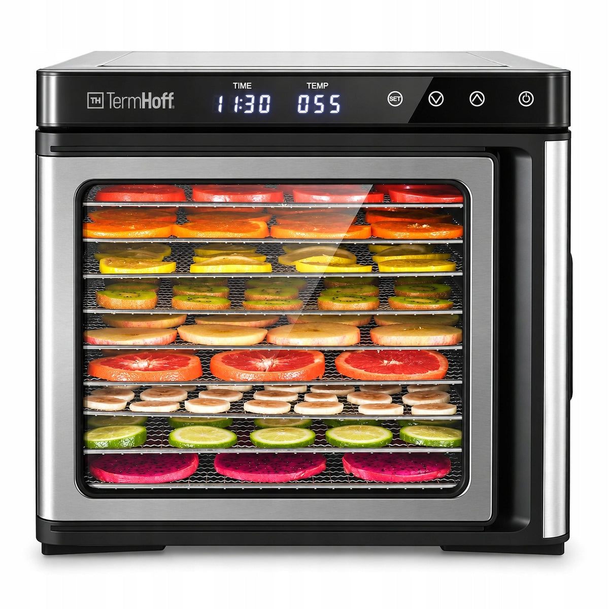 Food Dryer TermHoff 1000W Temperature Control Timer Display Manufacturer code Profesjonalna Suszarka Spożywcza 9 Tac 1000W
