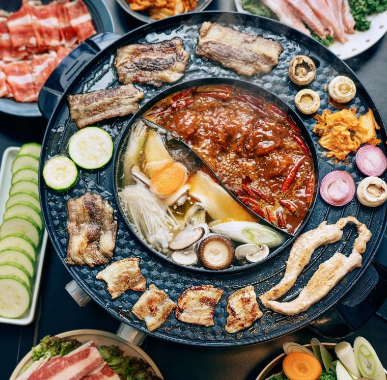 Food Party Hot Pot and 2-in-1 Electric Hotpot Grill Upgraded 220V, 2200W Brand no brand