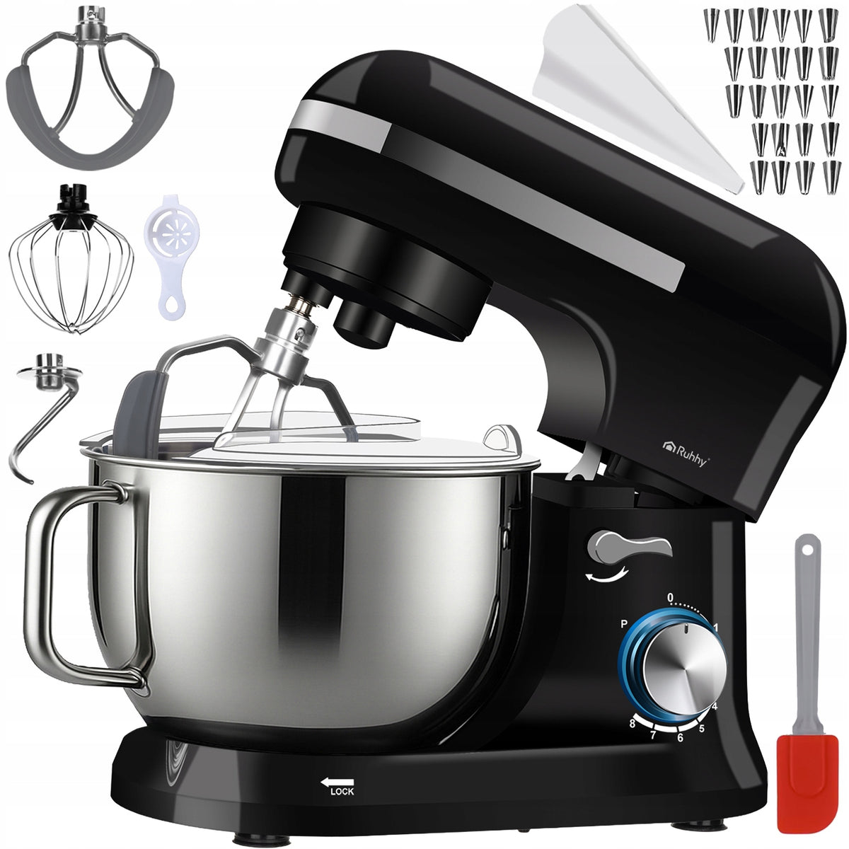 Food Processor Planetary Mixer Multifunctional Black Bowl 4,5l Set