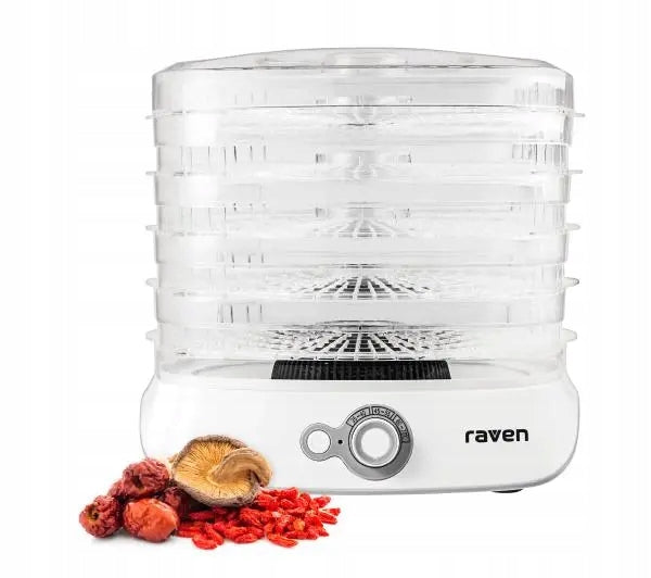 Food dryer for mushroom fruit RAVEN ESS004X 500W 5 sieves White