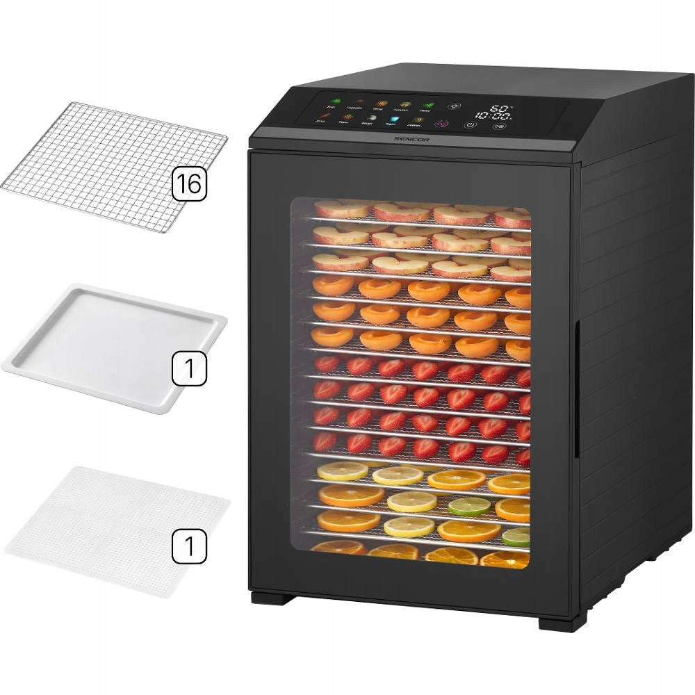 Food dryer for mushrooms fruit herbs Sencor 8300BK 900W large 16 trays
