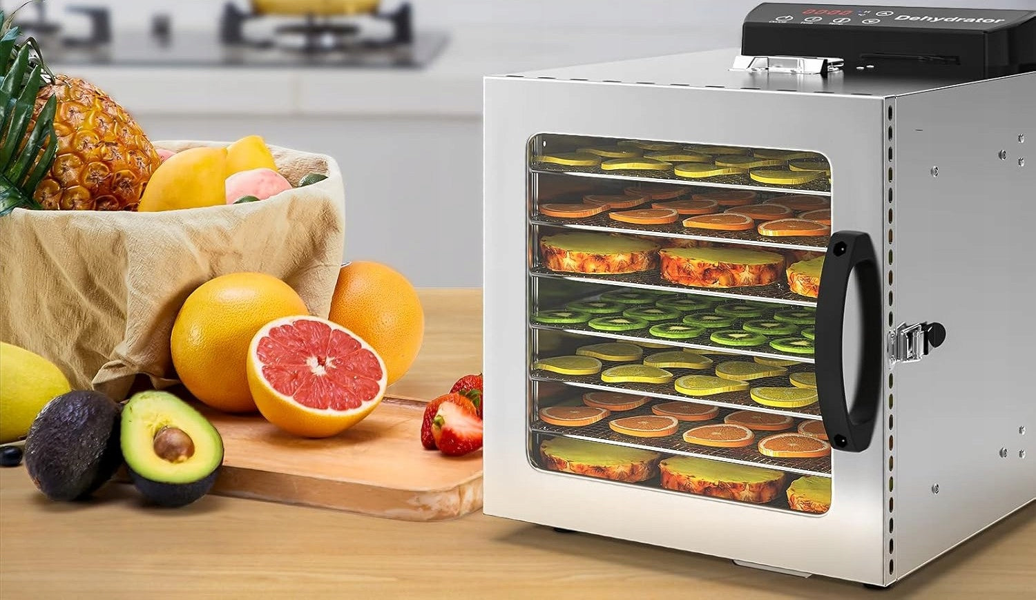 Food dryer - stainless steel, 8 levels, 30 to 90°C + timer 24 h Packaging status original