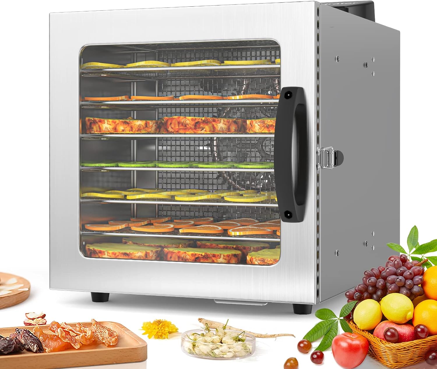 Food dryer - stainless steel, 8 levels, 30 to 90°C + timer 24 h
