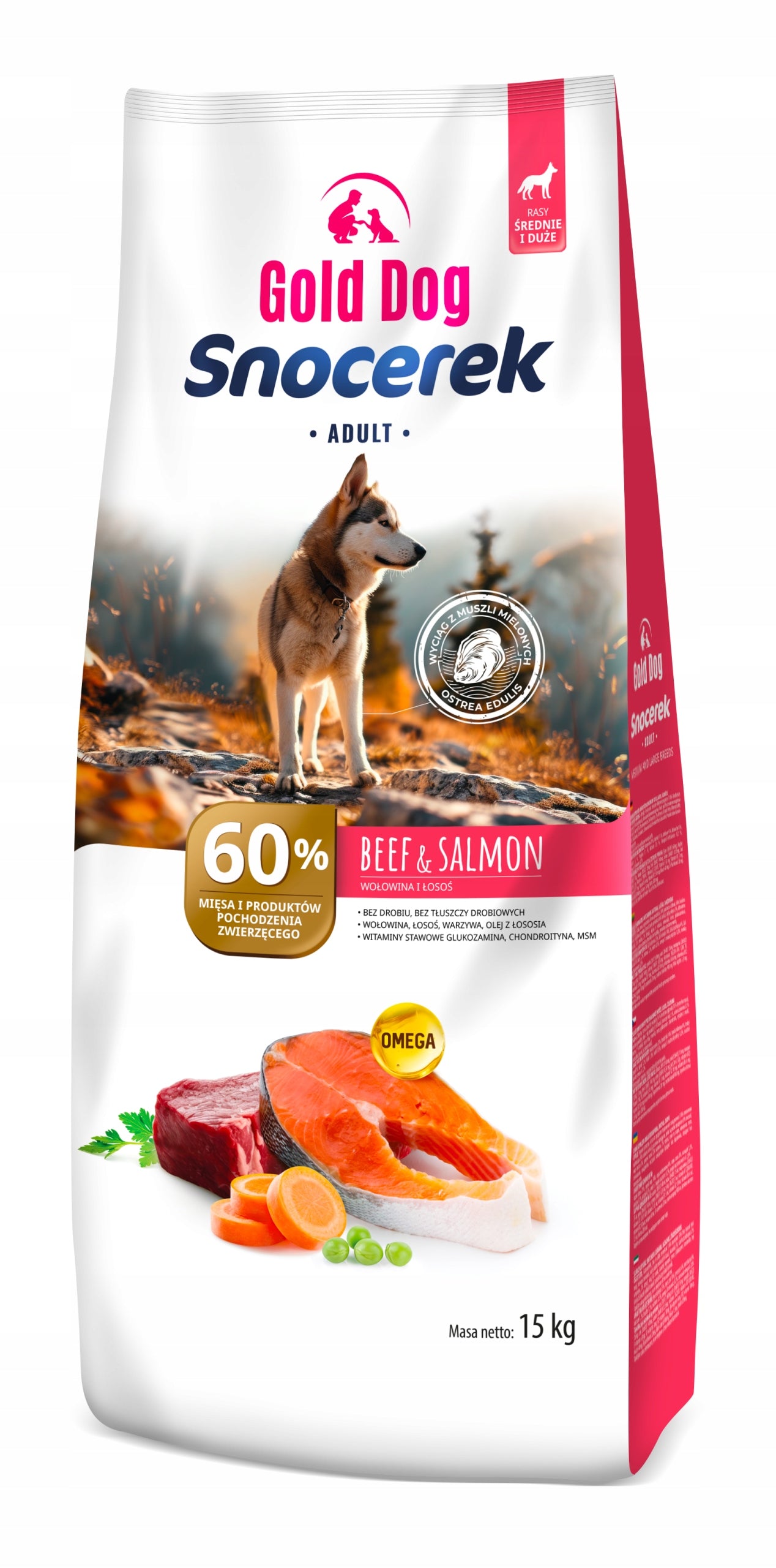 Food for Labrador GOLDDOG 15kg beef salmon Brand Gold Dog