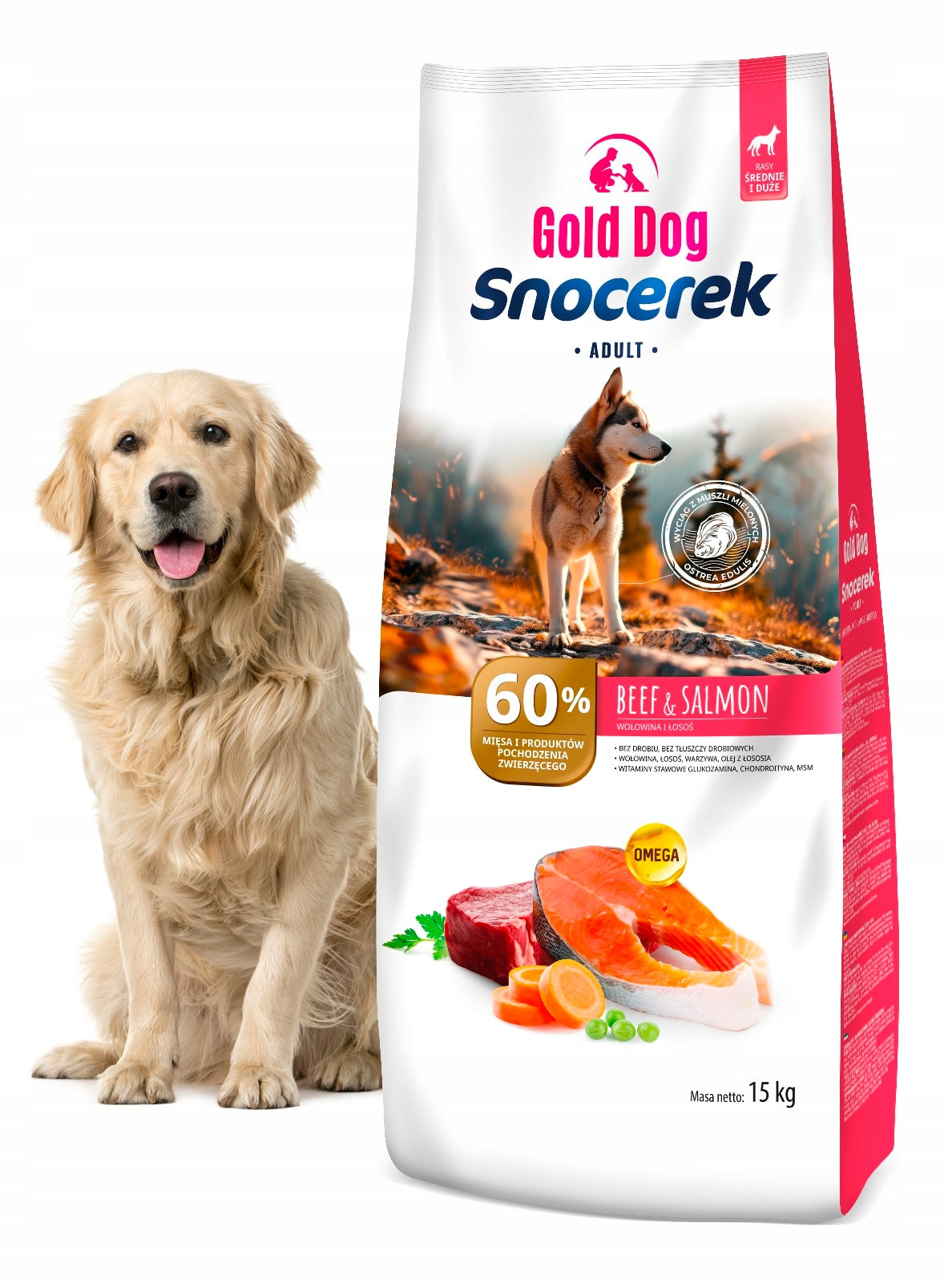 Food for Labrador GOLDDOG 15kg beef salmon