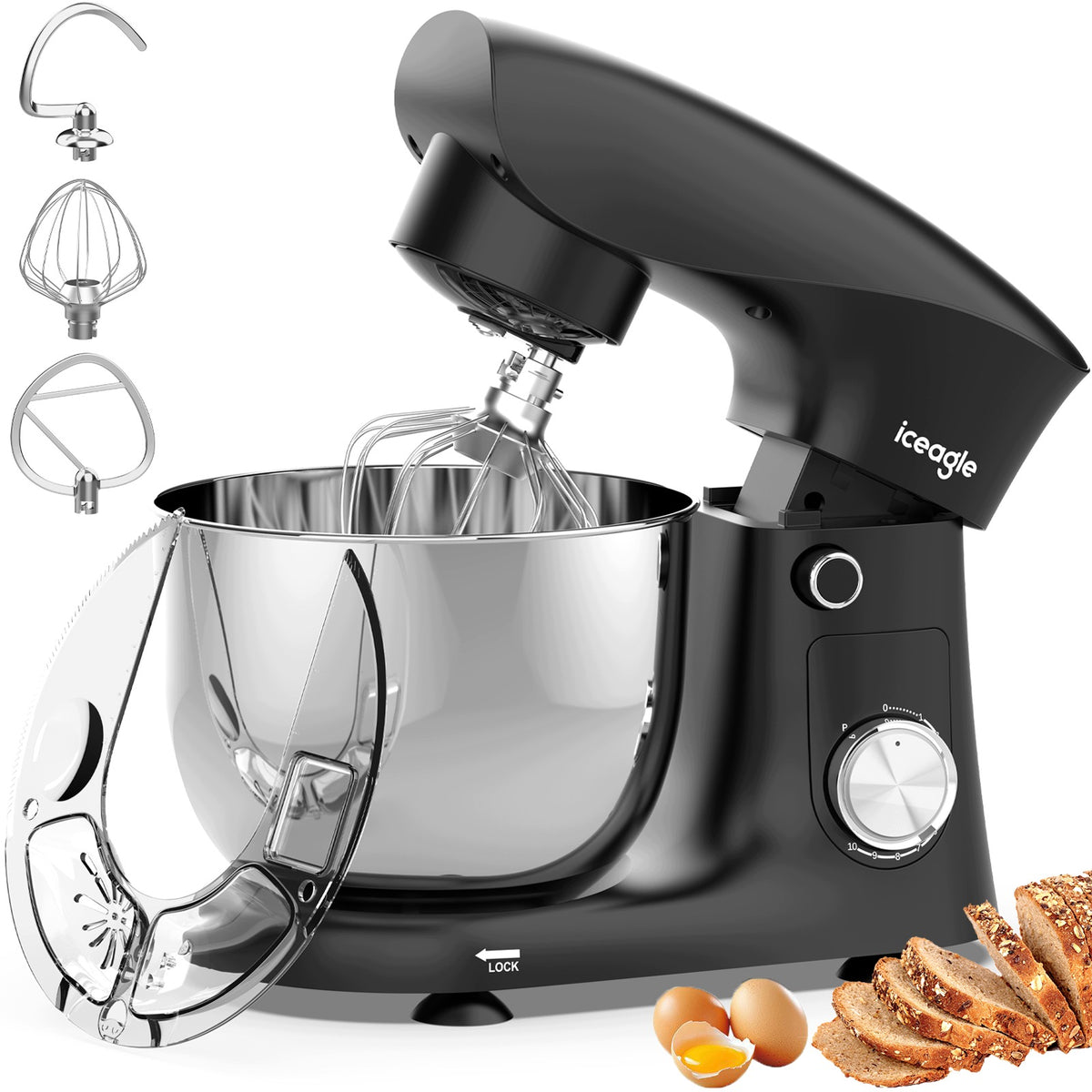 Food processor planetary mixer, 5L stainless steel bowl, 10 speed settings