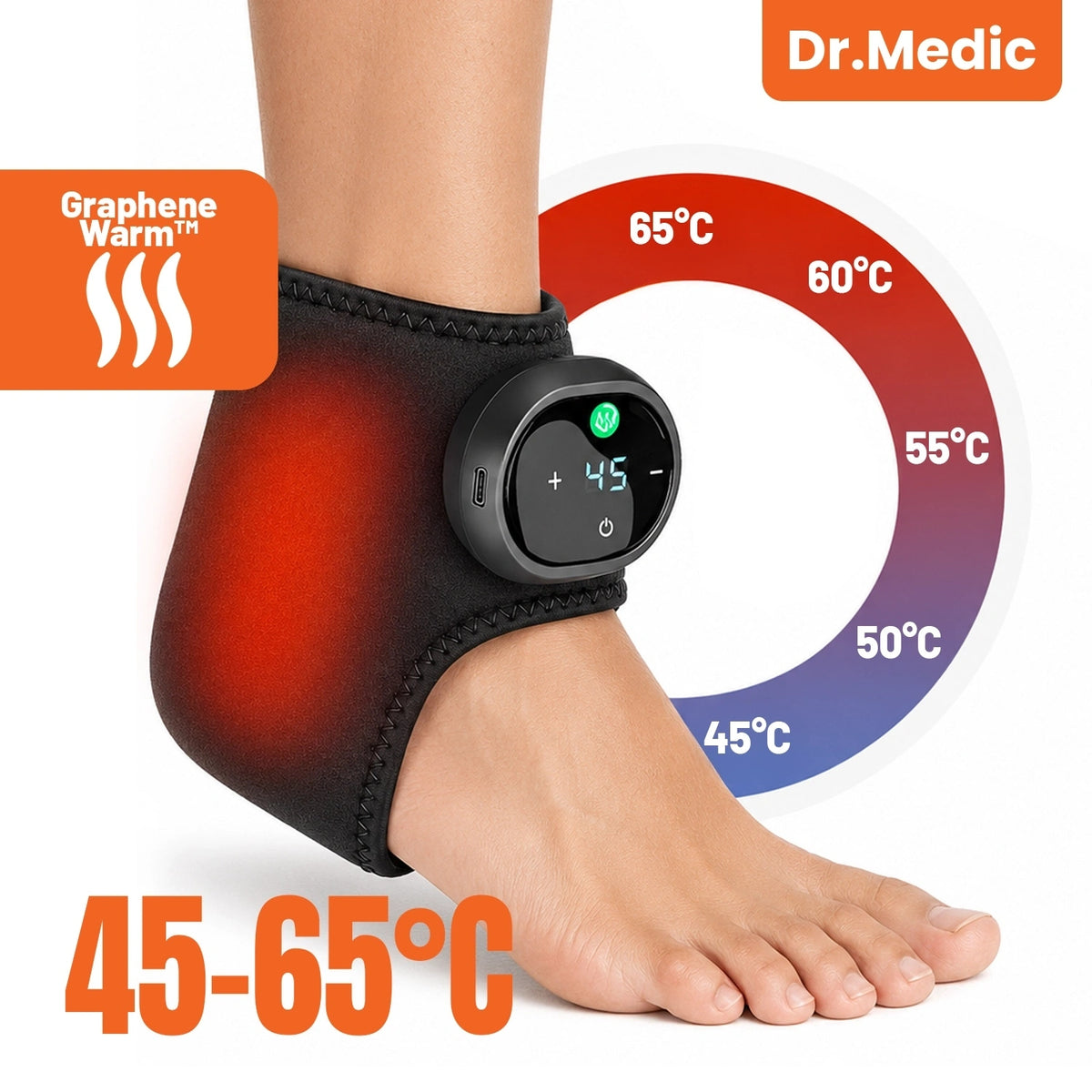 Foot Ankle Massager 2in1 Wireless Vibration Heating Super Black LCD Medical device no
