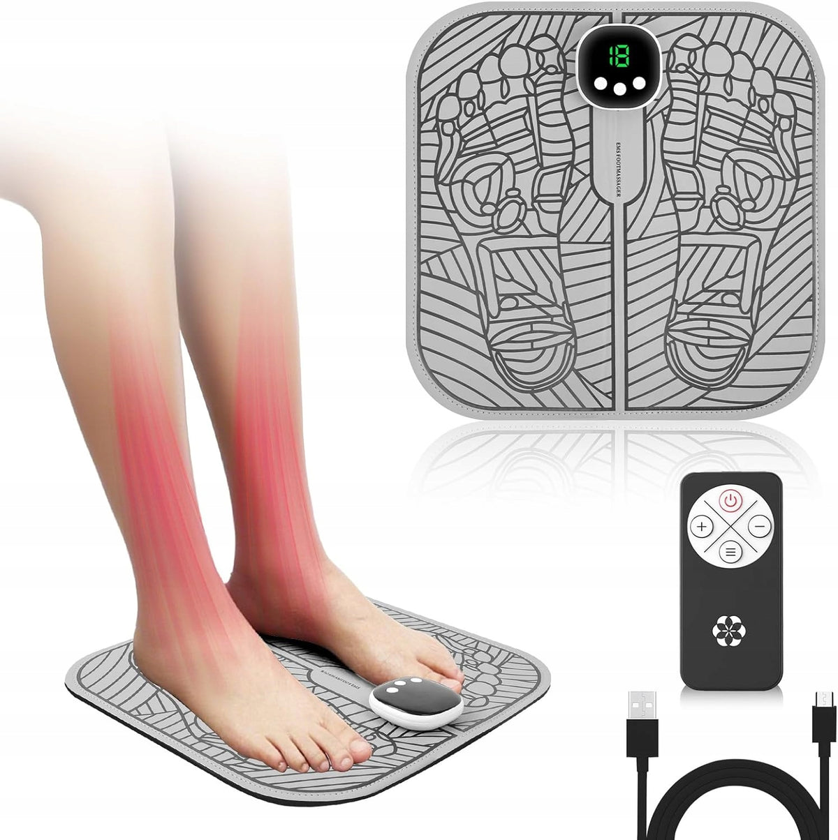 Foot Massager EMS Stimulator Blood Circulation Legs Remote Control Wireless Fefod