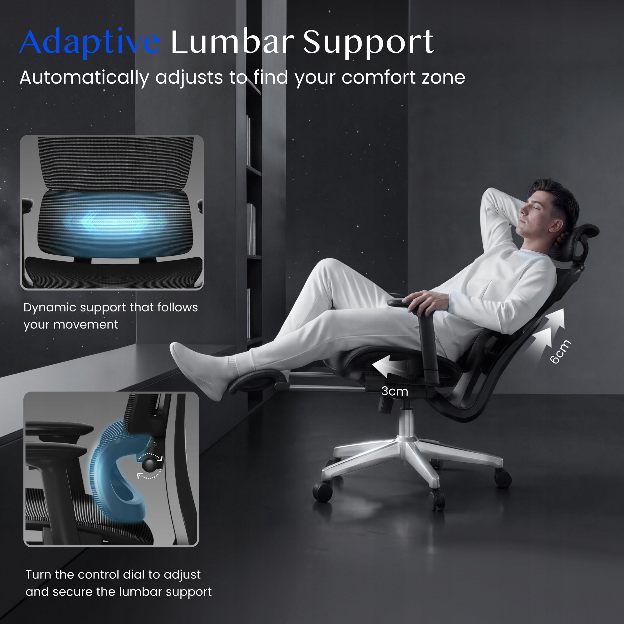 Fotel Biurowy FLEXISPOT Ergox Regulacja 5D Adaptacyjne Lędźwie Siatka 135° Manufacturer code YZ265-M1