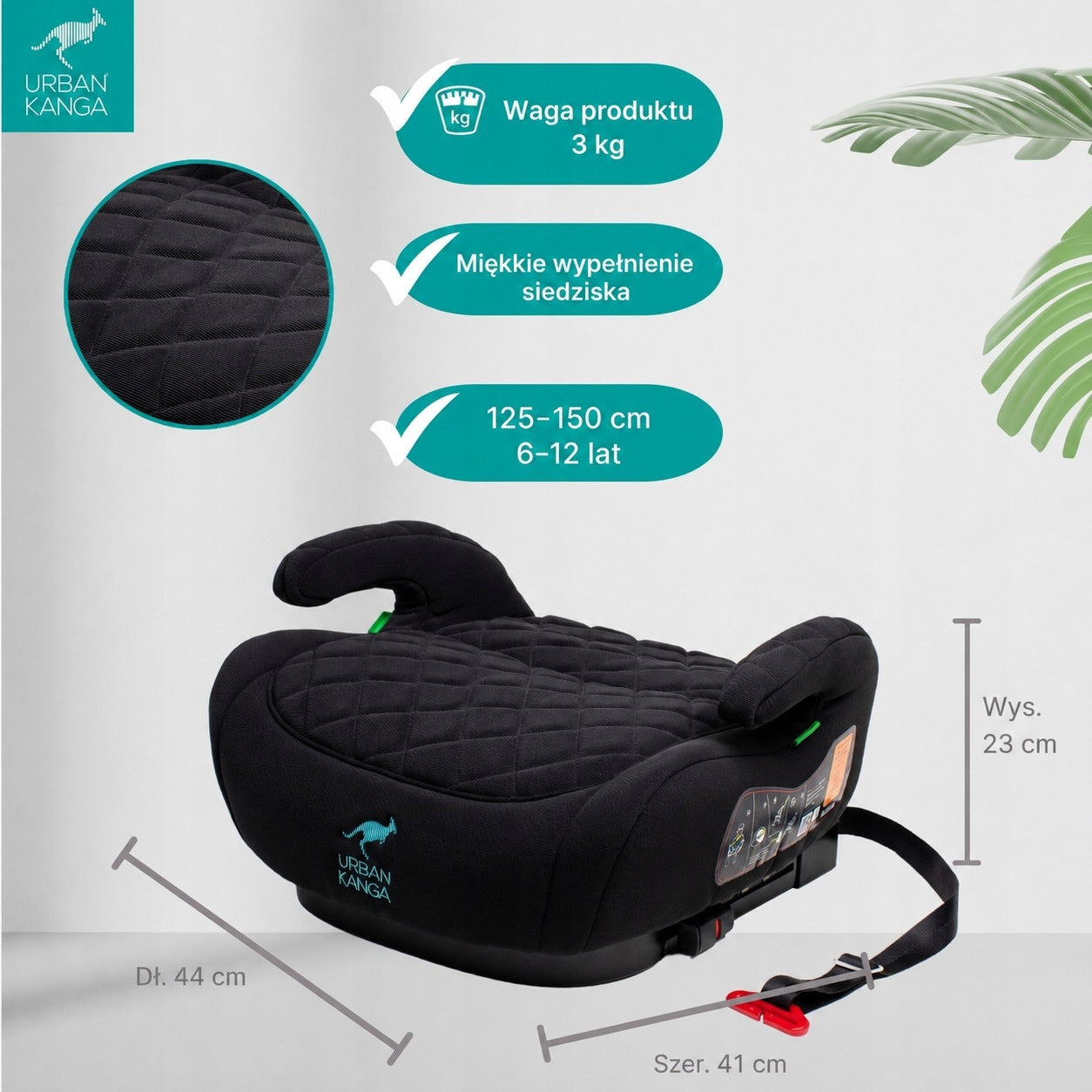 Fotelik Samochodowy Urban Kanga Wombat ISOFIX 125-150 cm Czarny Brand Urban Kanga