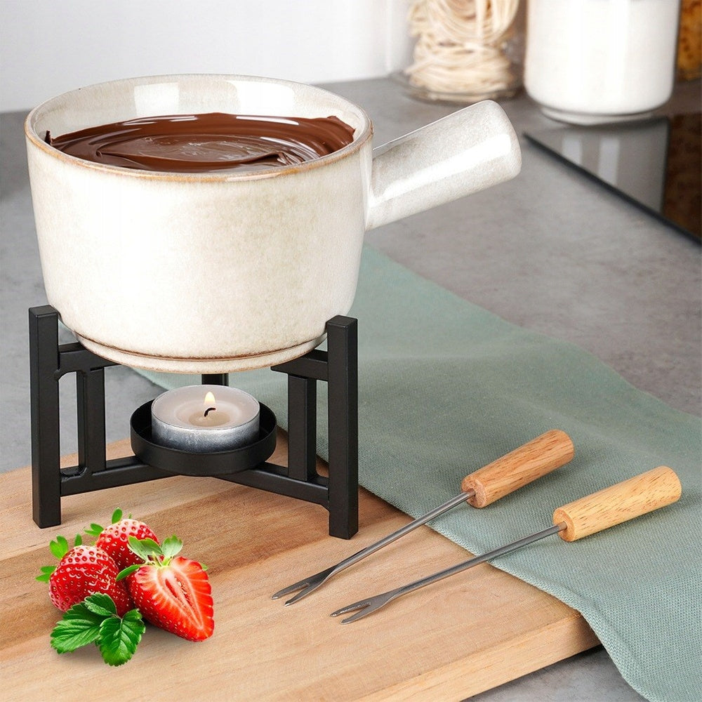 Founde Pot Ceramic Boiler for Fondue Cheese Chocolate Packaging status original