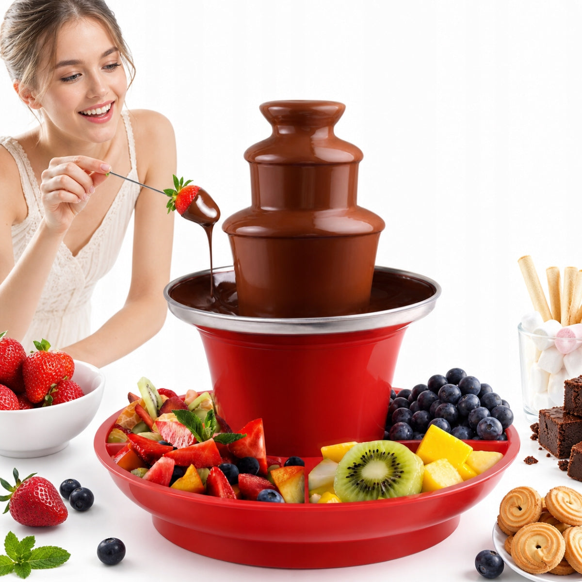 Fountain Chocolate Tower For Home Fondue 3 Levels Floor Chocolate 30W