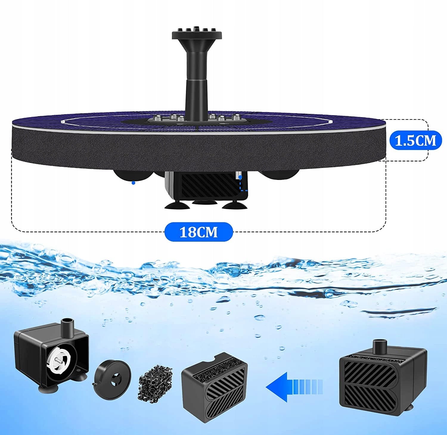 Fountain Pump, Floating Fountain Pump for Pond, Pool, Bath Manufacturer no brand