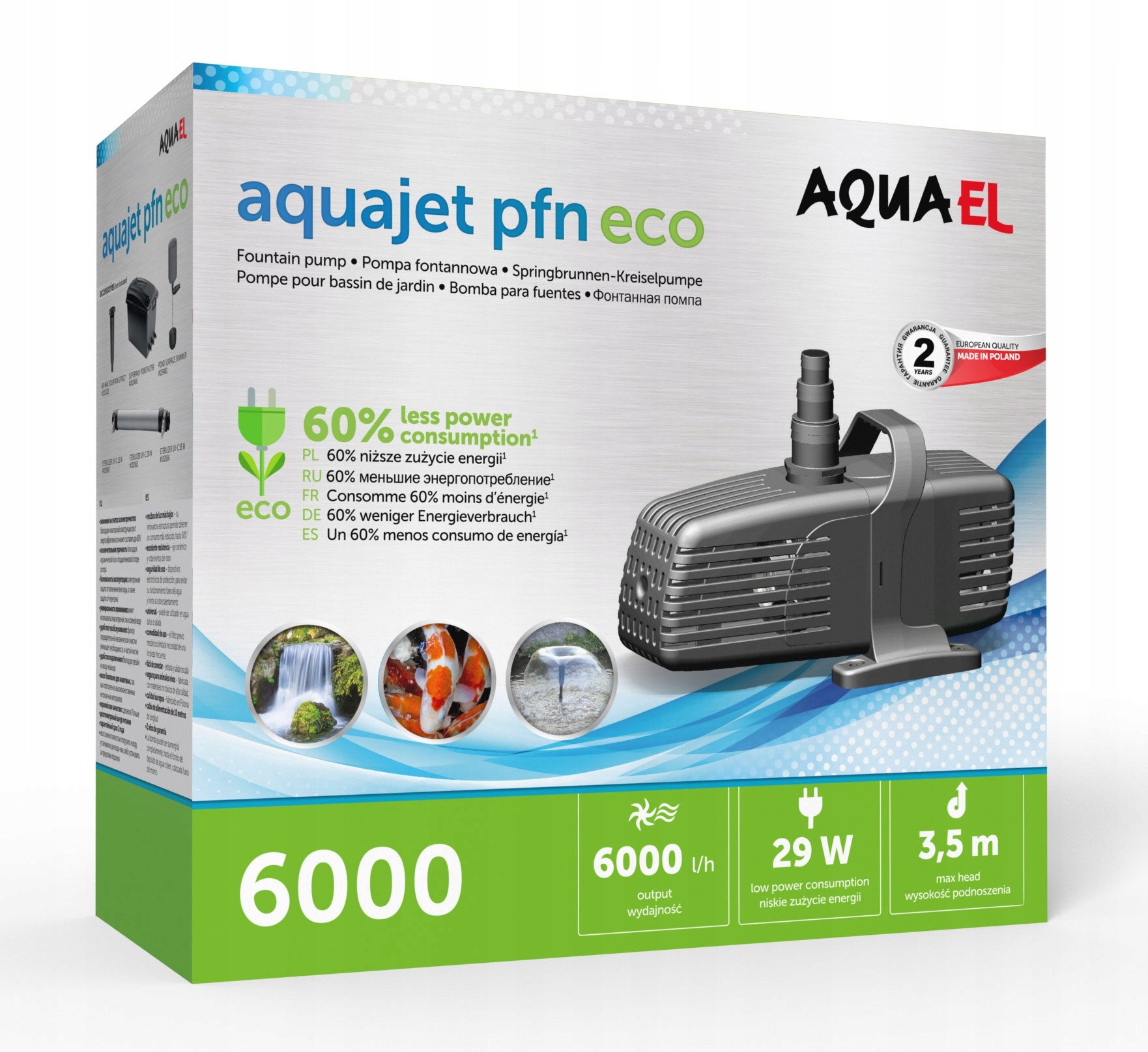 Fountain pump for pond PFN 6000 ECO 29W AQUAEL 115028 EAN (GTIN) 5905546309080