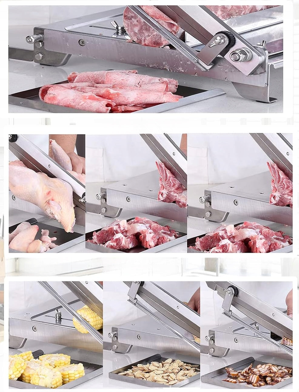Frozen Meat Guillotine Slicer Double Blade Stainless Steel Manufacturer code Krajalnica Gilotyna Do Mrożonego Mięsa Podwój