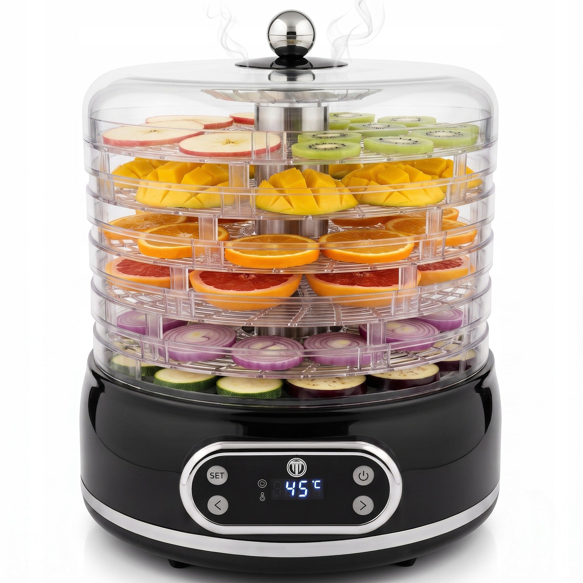 Fruit Mushroom Dryer Vegetable 5 Sit 500W 5 10L Lcd Timer 35-70C Black