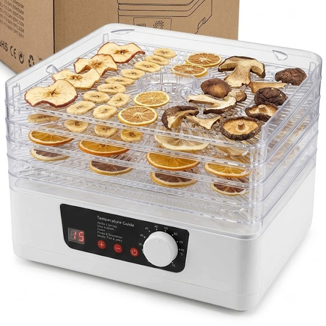 Fruit mushroom dryer 350W +6 SIT LEVELS TIMER 48H ADJUSTMENT 35-70C°