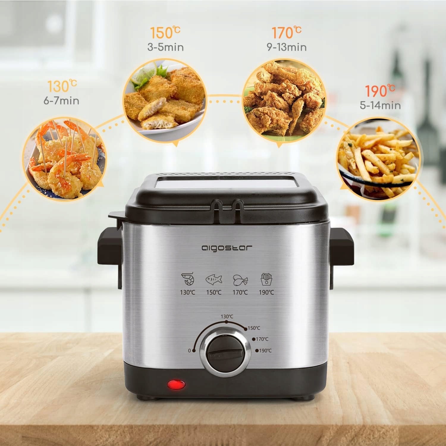 Fryer Aigostar 1000 W stainless steel 1,5 l Manufacturer code AIR FRYER FRYTKOWNICA KLASYCZNA 1000W 1,5L