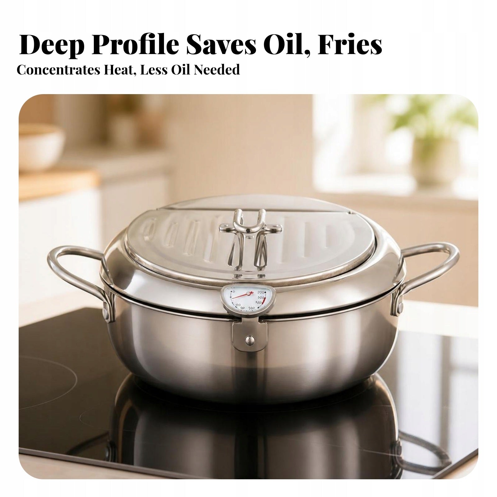 Frying Pot with Thermometer 304 Stainless Steel Japanese Deep Frying Pot Packaging status original