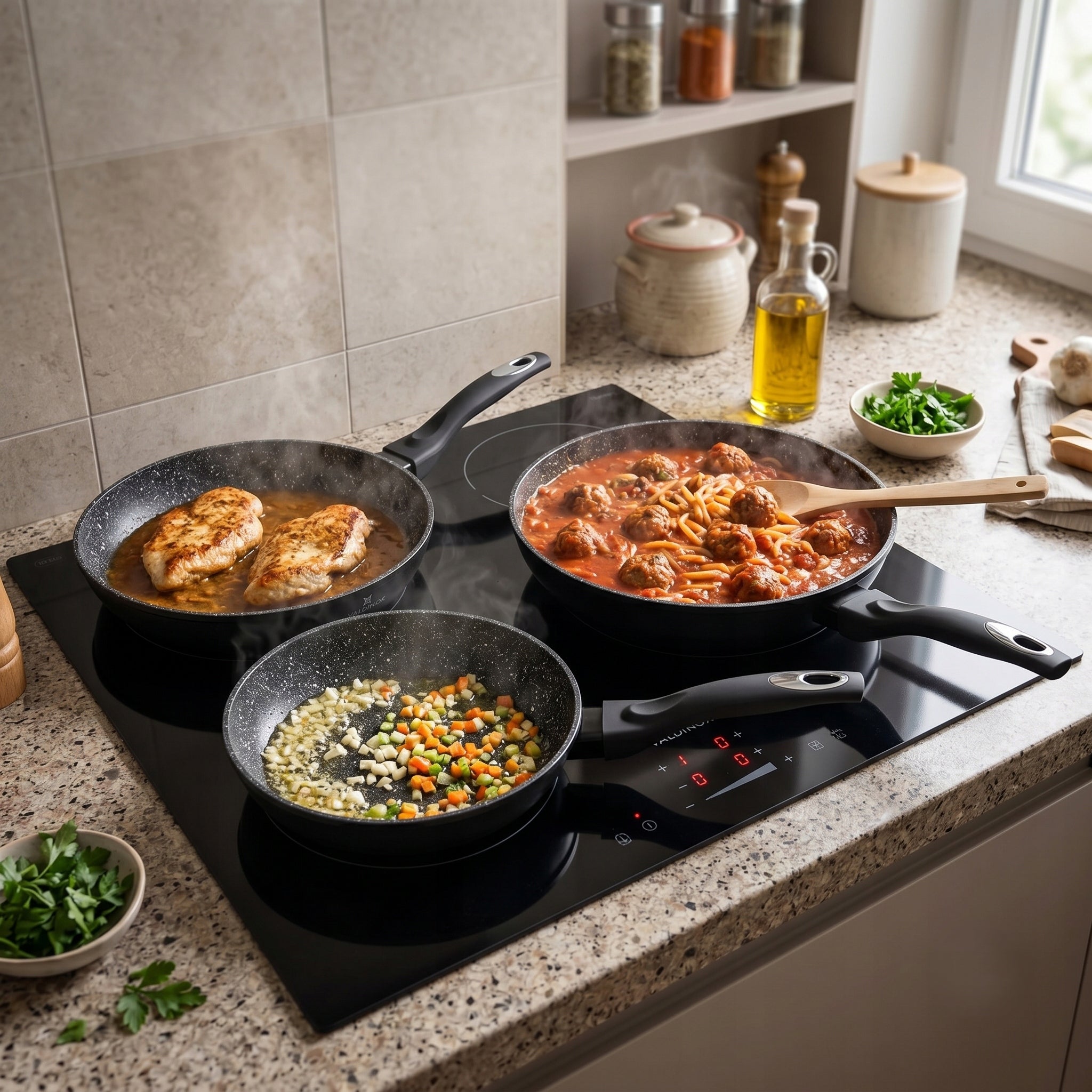 Frying pan set 20/24/28 cm induction gas Valdinox Hunter Brand Valdinox