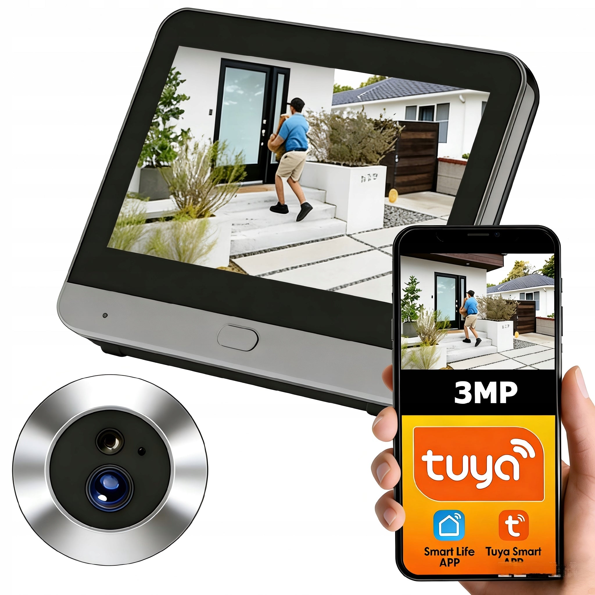 Full HD WiFi Camera Screen Door Viewfinder Night Mode 5000mAh 3MP