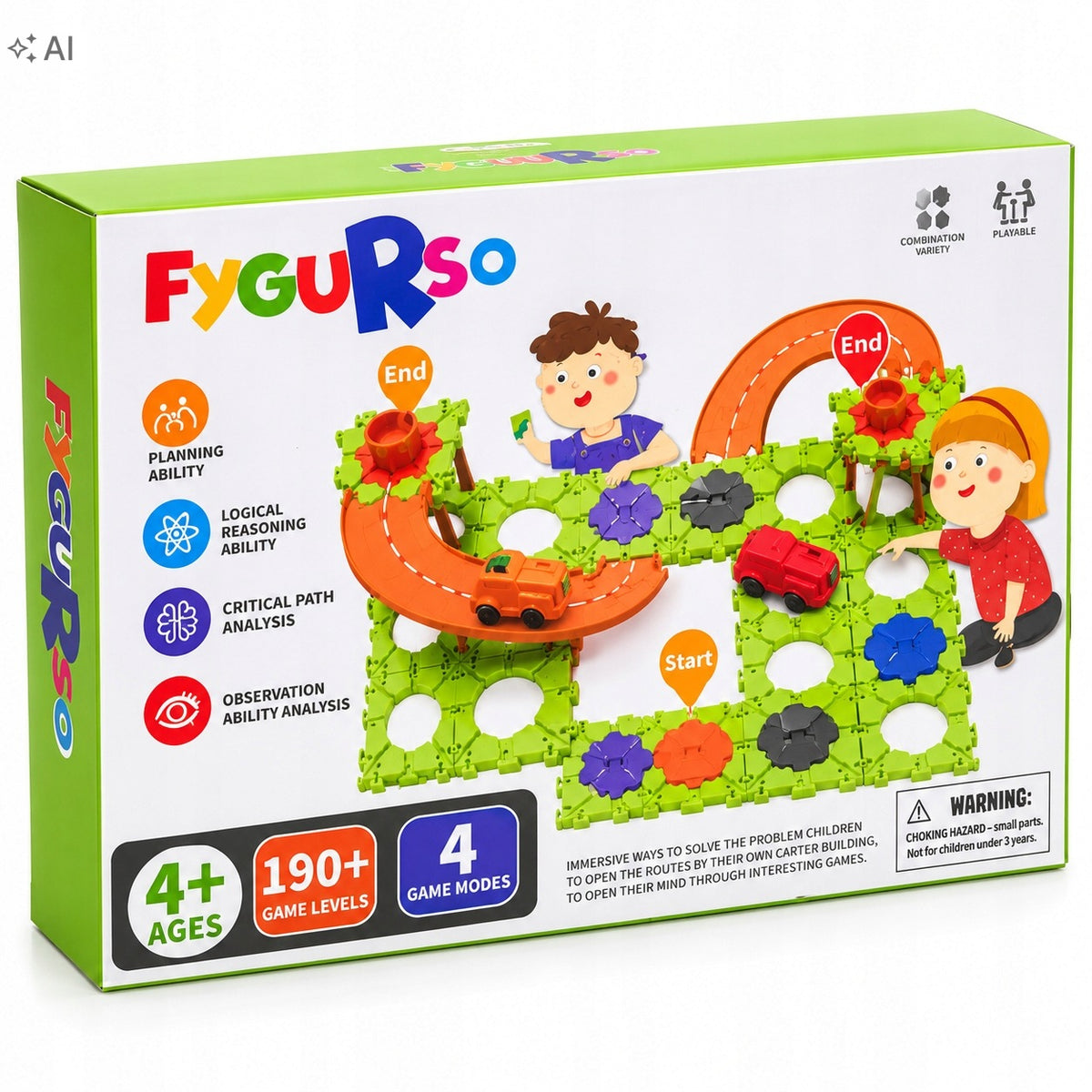 Fygurso BS876 Montessori Educational Puzzle Game Road Building 4+