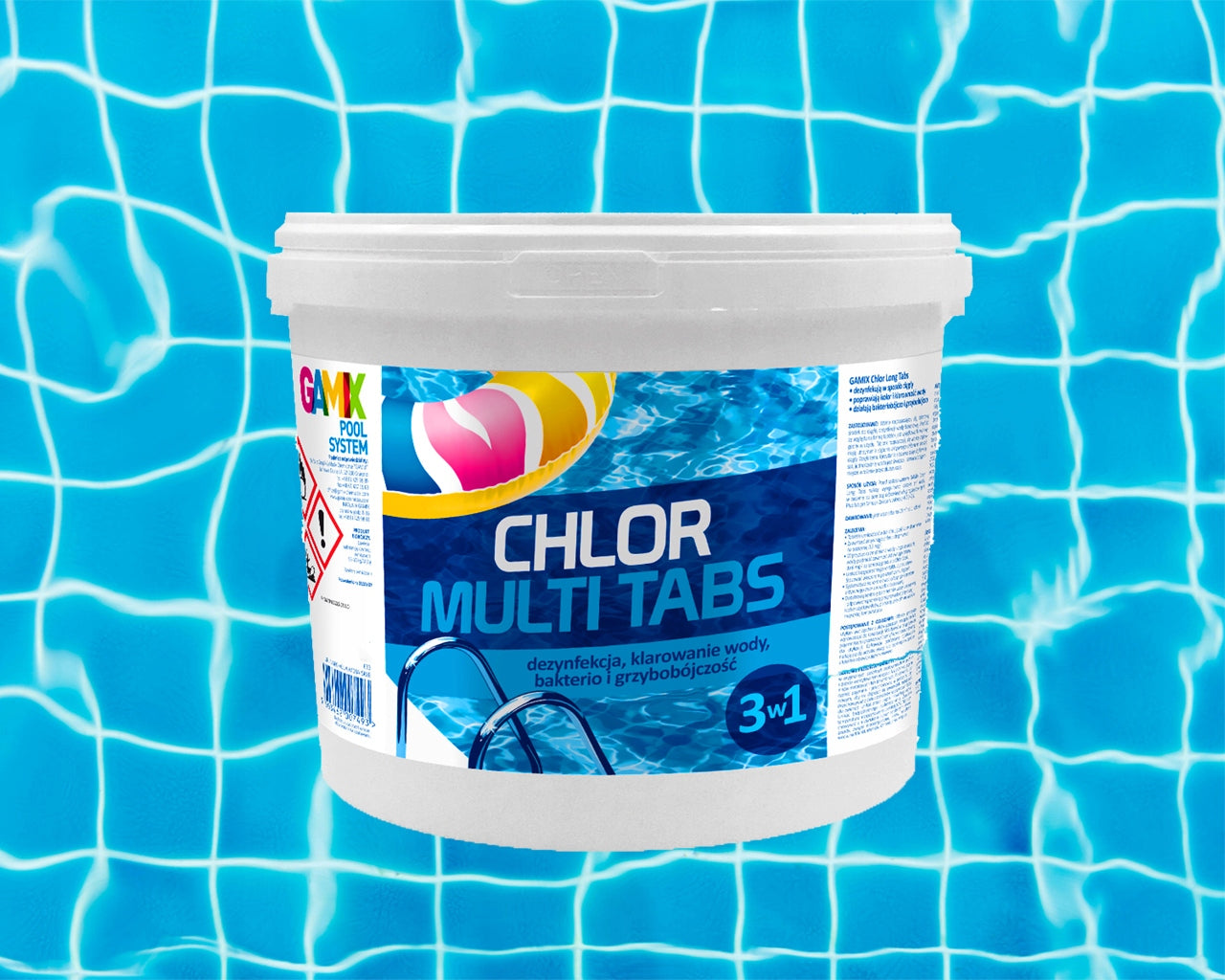 GAMIX BLUE MULTI TABLETS 3in1 CHLORINE FOR SWIMMING POOL BLUE WATER 200g 5kg Packaging status original