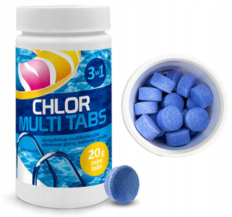 GAMIX CHLORINE MULTI 1KG MINI 20G 3IN1 TABLETS FOR SWIMMING POOL STRONG DISINFECTION Packaging status original