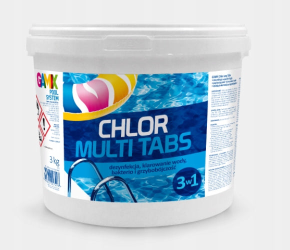 GAMIX CHLORINE MULTI 3KG TABLETS 200G 3IN1 FOR SWIMMING POOL STRONG WATER DISINFECTION Packaging status original