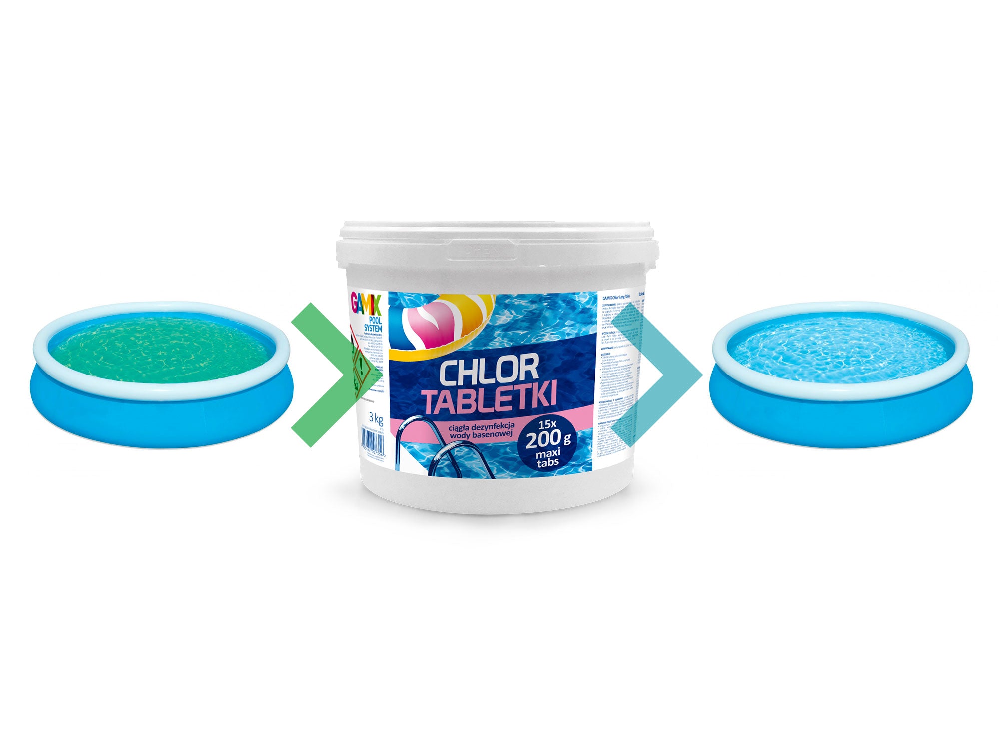 GAMIX CHLORINE TABLETS LONG TABS 200G 5KG POOL CHEMICALS Manufacturer code KGT5