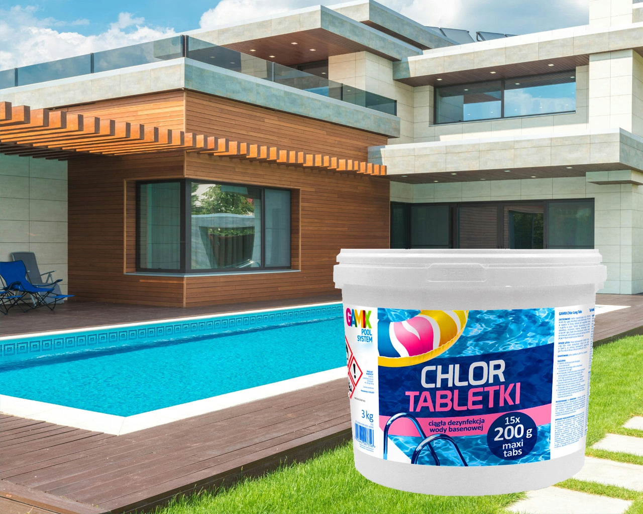 GAMIX MULTI CHLORINE FOR POOL MULTIFUNCTIONAL TABLETS LONG TABS 200g 3 kg Product form tablets