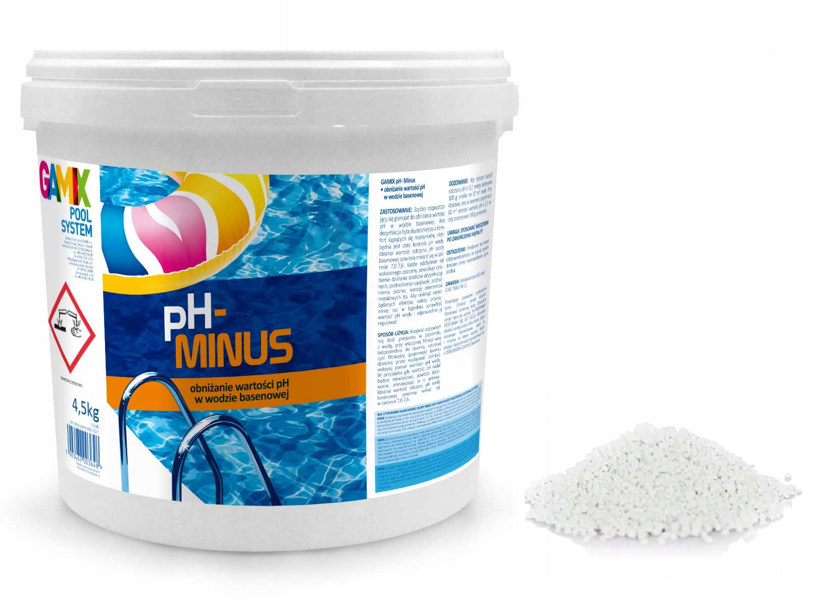 GAMIX PH- pH REGULATOR GRANULES FOR LOWERING THE pH IN POOL WATER 4,5KG