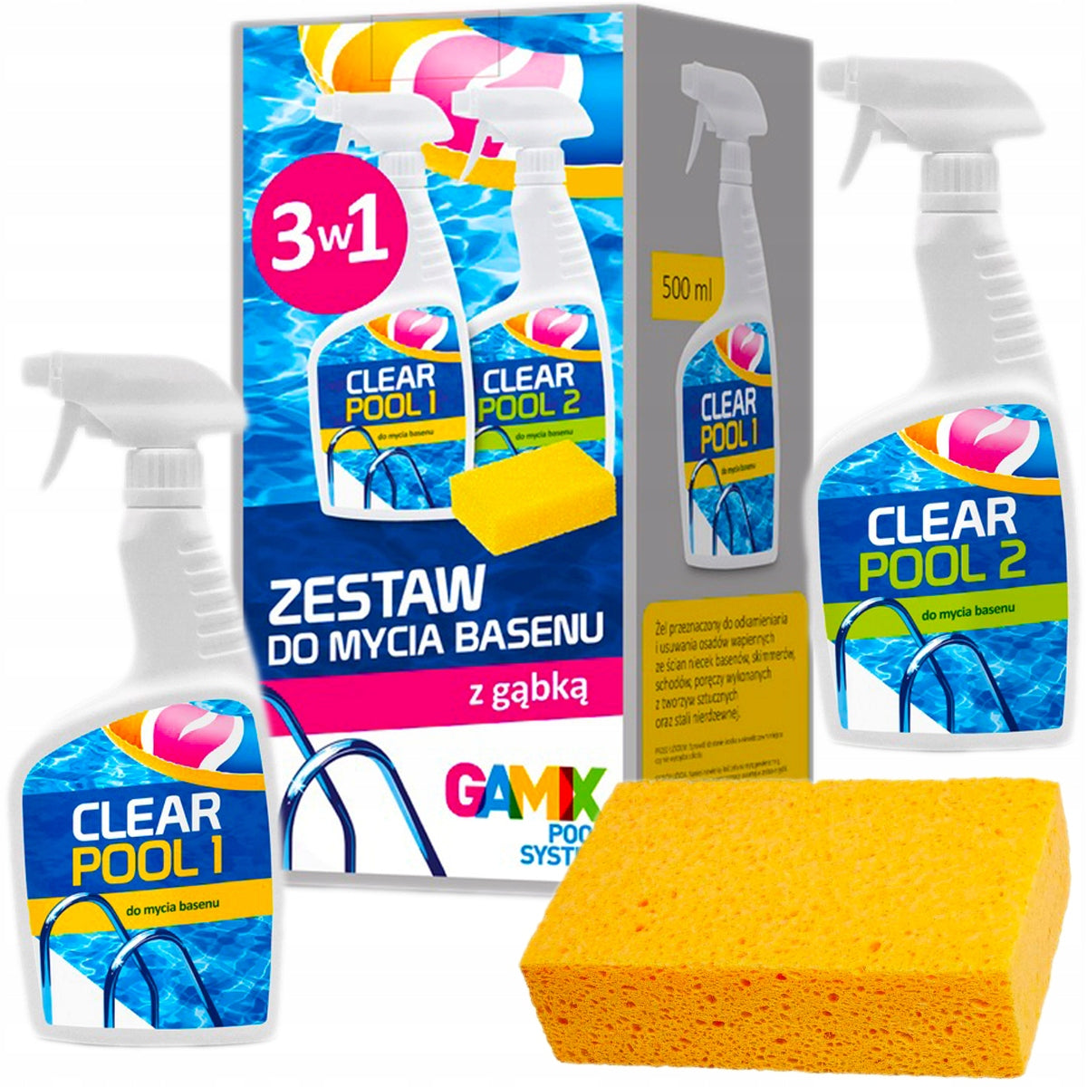 GAMIX POOL CLEANING KIT BEFORE WINTER REMOVES 3IN1 DIRT DEPOSITS