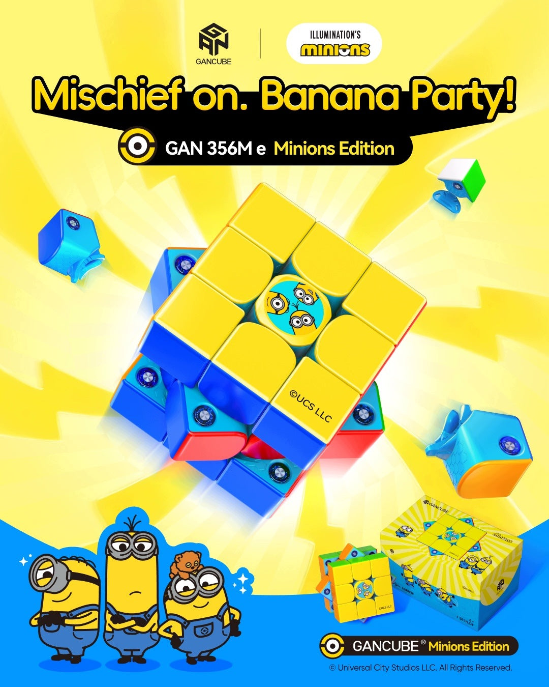 GAN 356 M E Minions 3x3 Magnetic Cube Minions Speedcube Brand GAN
